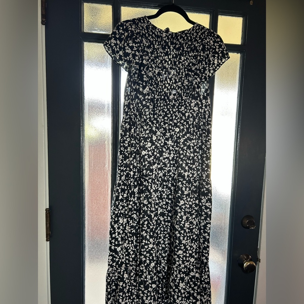 Old Navy Black and White Floral Maxi Tiered Dress
